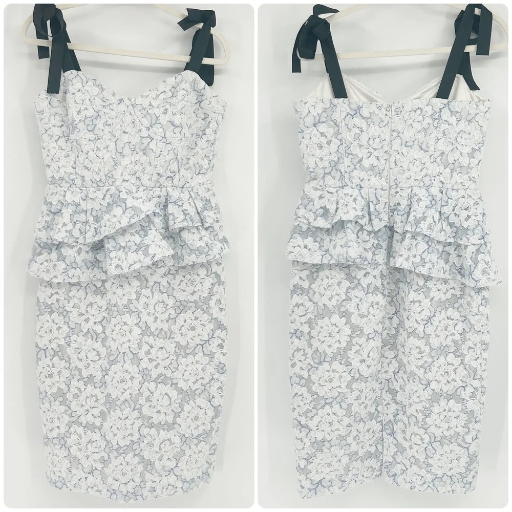 Gianni Bini Womens Organza Floral Lace Peplum Waist Janice Cocktail Dress Size 8